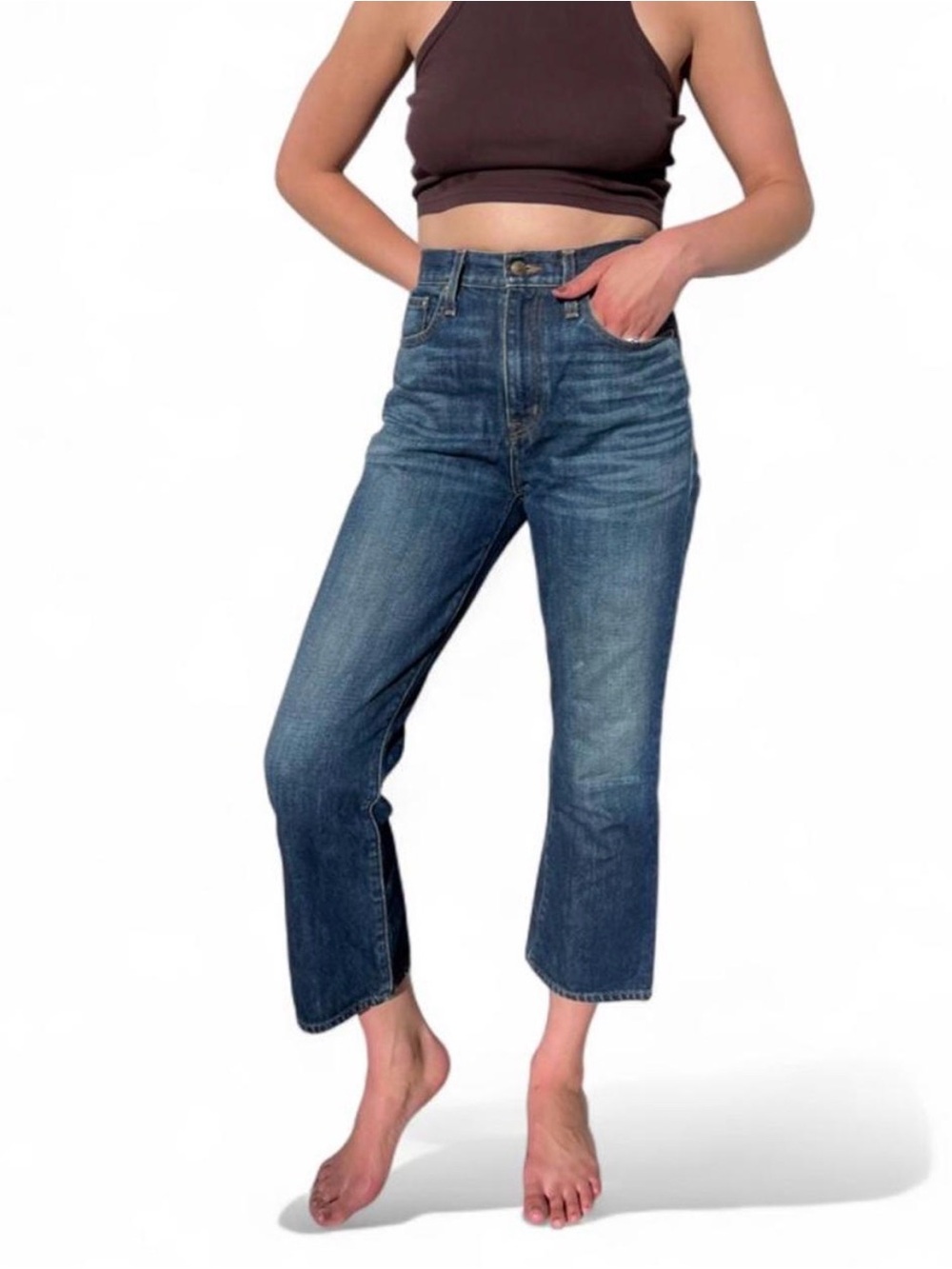 J. Crew Point Sur Denim Indigo High Rise crop Wide leg Denim Jeans 👖
